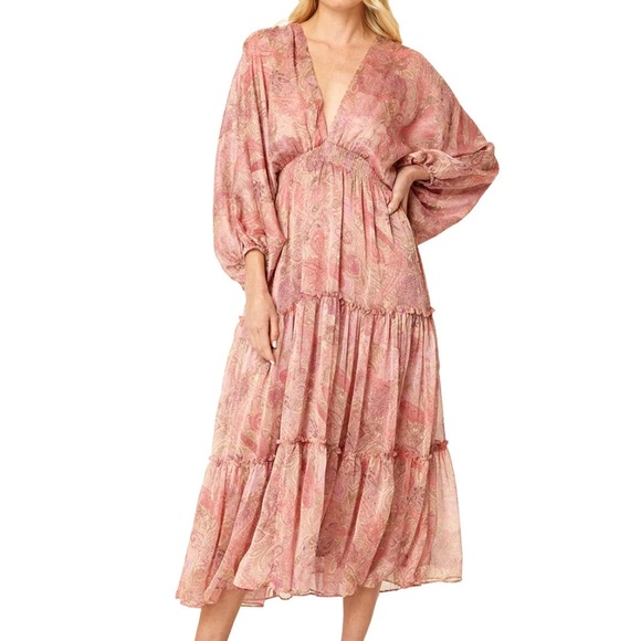 Misa Los Angeles Dresses & Skirts - NWT Misa Los Angeles Stefanya Midi Dress In Pink Paisley Chiffon